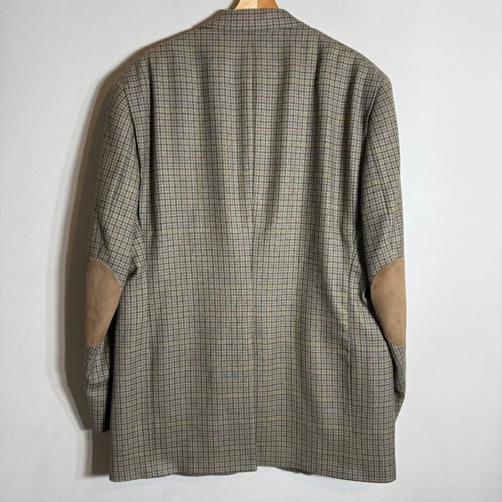 Austin Reed Wool Houndstooth Sport Coat Dinner Jacket Blazer Men's Size 44L Tan